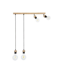 Lampadario 4 luci "clartina" metallo e legno, e27